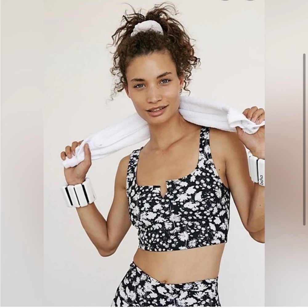 FP Movement Black and White Floral Sports Bra